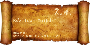 Káldor Anikó névjegykártya